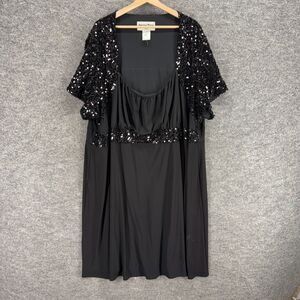 Another Thyme Dress Women 5X Plus Black Sequin Shift Short Short Sleeve Casual
